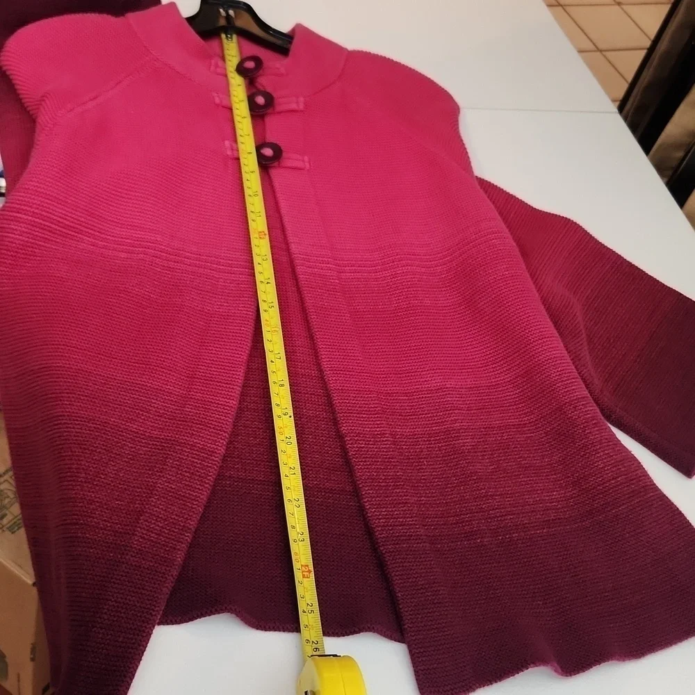 Jones New York Cardigan Womens Size XL Sweater Button Knit Cotton Gradiant Pink